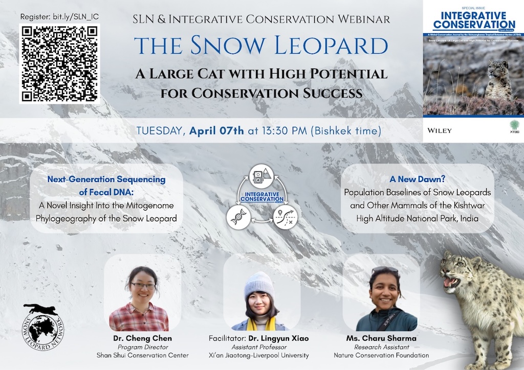 SLN Webinar: Integrative Conservation - Webinar Series - Snow Leopard - A Large Cat with High Potential for Conservation Success
