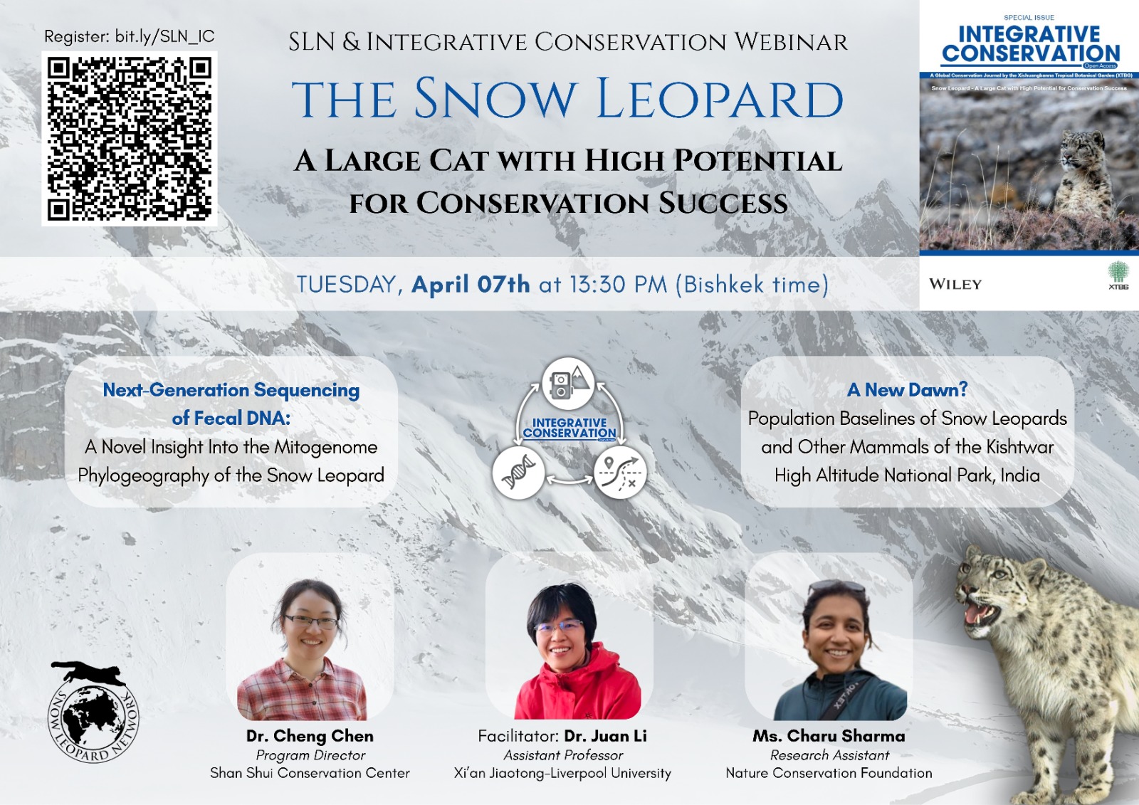 SLN Webinar: Integrative Conservation - Webinar Series - Snow Leopard - A Large Cat with High Potential for Conservation Success